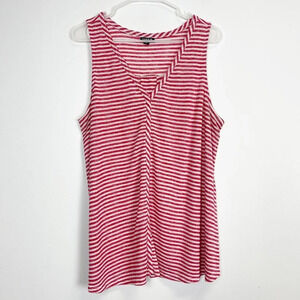 Torrid Shirt Womens 1X Red White Stripe Knit Tank Top Sleeveless